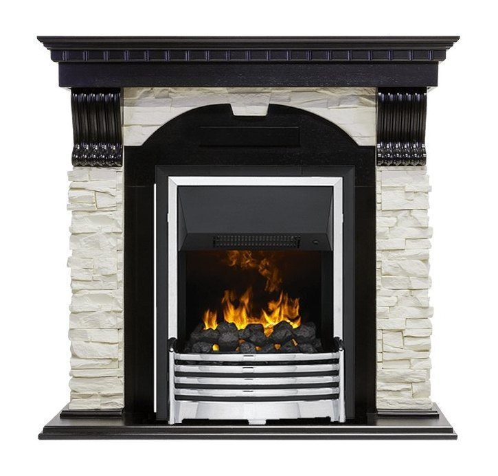 Каминокомплект Dublin - Вегне / Сланец белый с очагом Flagstaff