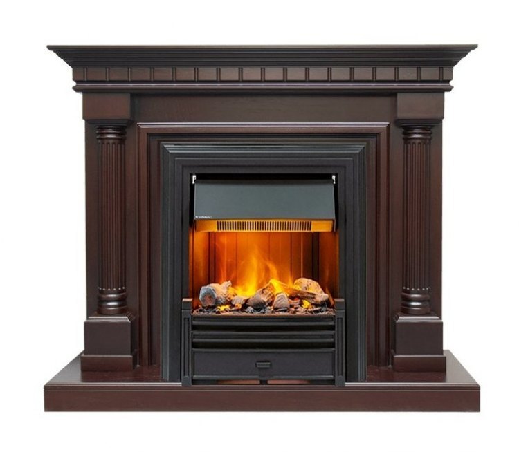 Каминокомплект Dallas - Темный дуб с очагом Brookline Black