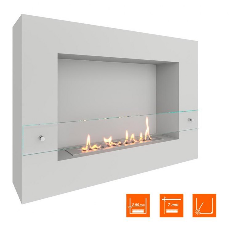 Биокамин SteelHeat WALL GRAND 900 белый (Стекло)