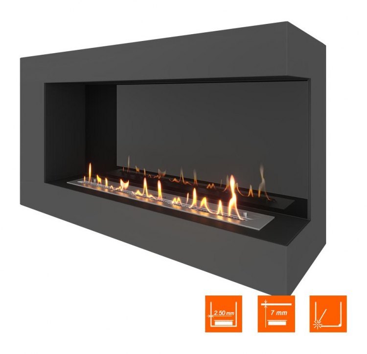 Биокамин угловой SteelHeat GRAND 1100 правый (Стемалит)