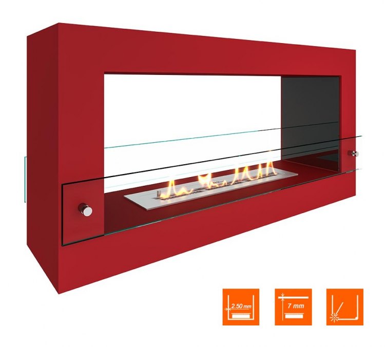 Биокамин SteelHeat FRAME ONE 900 красный (Стекло + Стемалит)