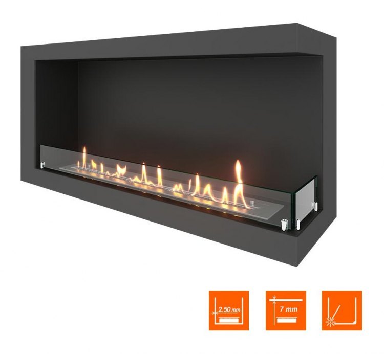 Биокамин угловой SteelHeat ONE 1100 правый (Стекло)