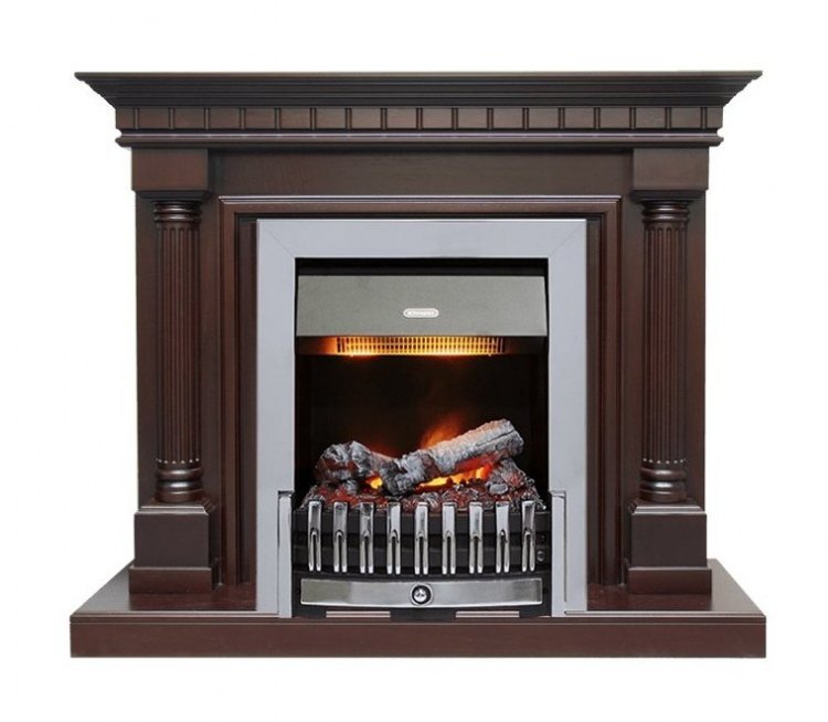 Каминокомплект Dallas - Темный дуб с очагом Danville Chrome FB2