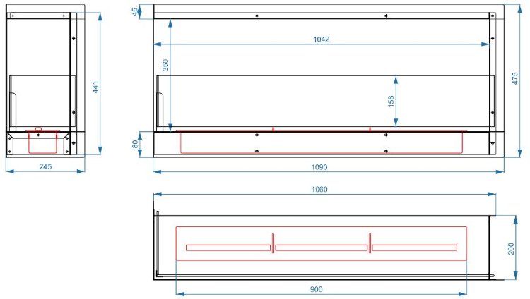 Биокамин Lux Fire Угловой 1090 S левый угол