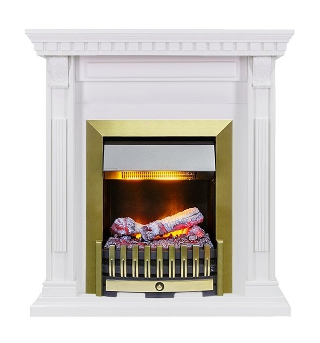 Каминокомплект Orlean - Белый дуб с очагом Danville Antique Brass FB2