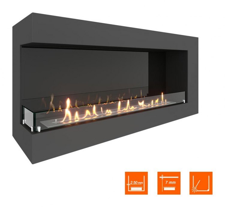 Биокамин угловой SteelHeat GRAND 1300 левый (Стекло + Стемалит)