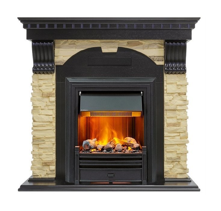 Каминокомплект Dublin - Вегне / Сланец с очагом Brookline Black