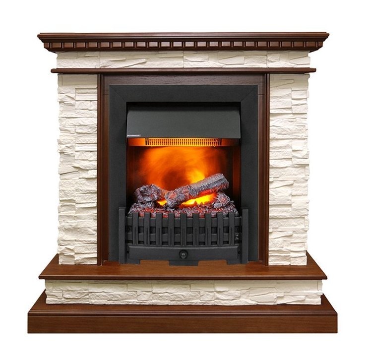 Каминокомплект Calgary - Дуб / Сланец белый с очагом Danville Black FB2