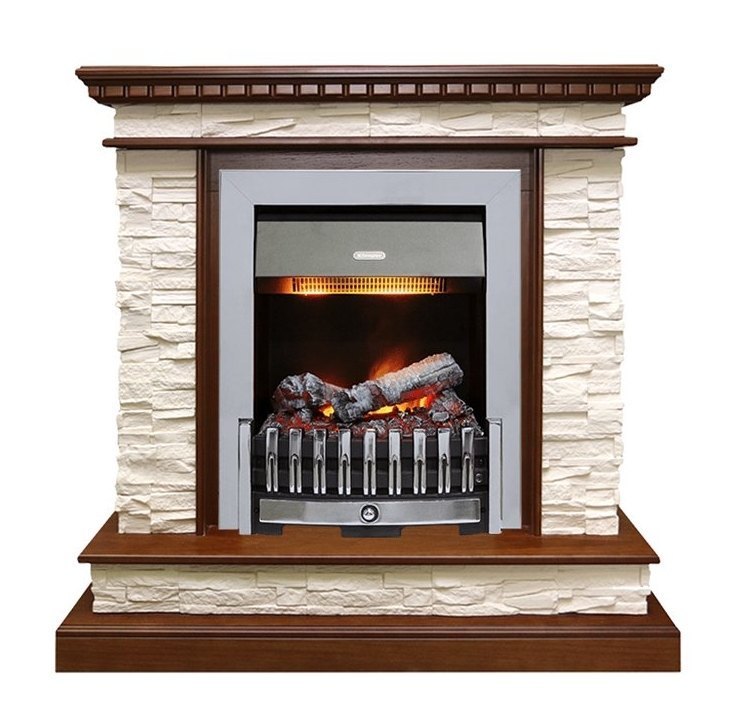 Каминокомплект Calgary - Дуб / Сланец белый с очагом Danville Chrome FB2