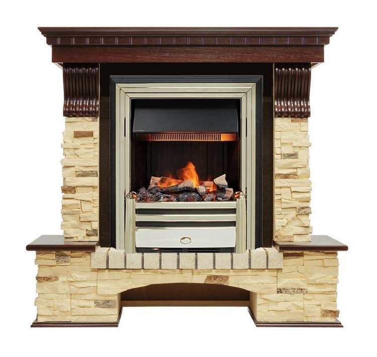 Каминокомплект Pierre Luxe - Темный дуб / Сланец (Высота 1050мм) с очагом Cavendish