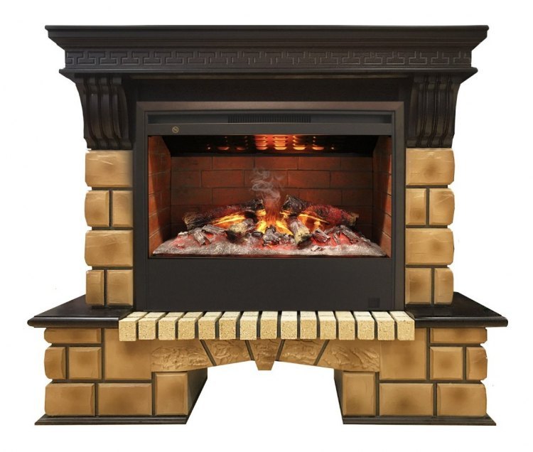 Электрокамин RealFlame Stone Brick 26 AO с Helios 26 3D