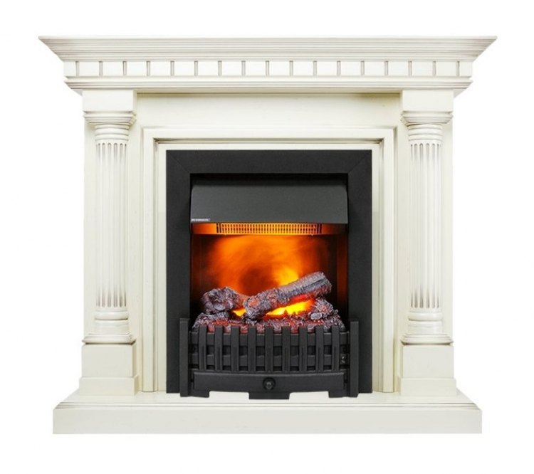 Каминокомплект Dallas - Слоновая кость с патиной с очагом Danville Black FB2