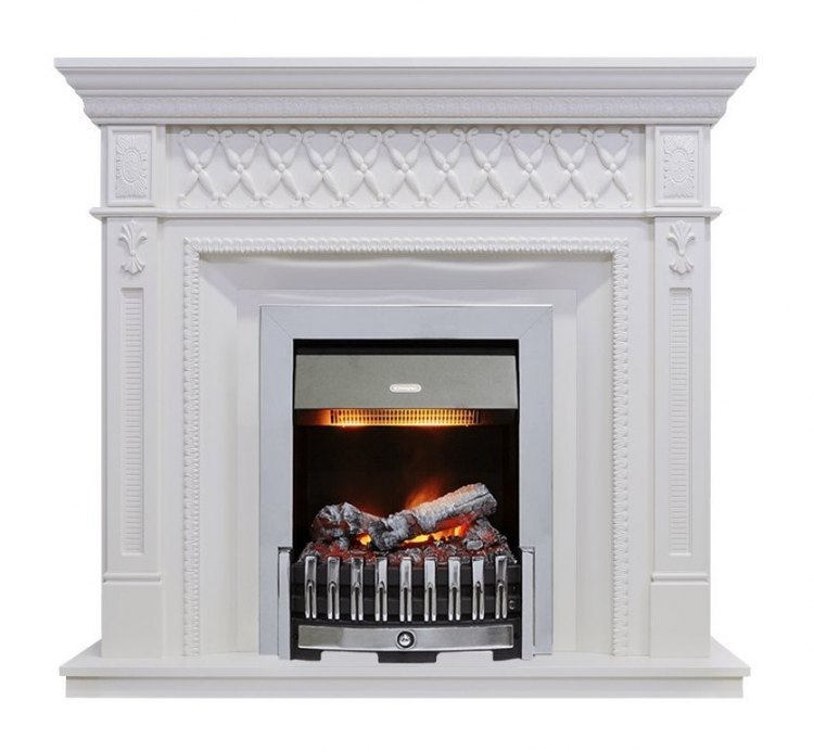 Каминокомплект Alexandria - Белый дуб с очагом Danville Chrome FB2