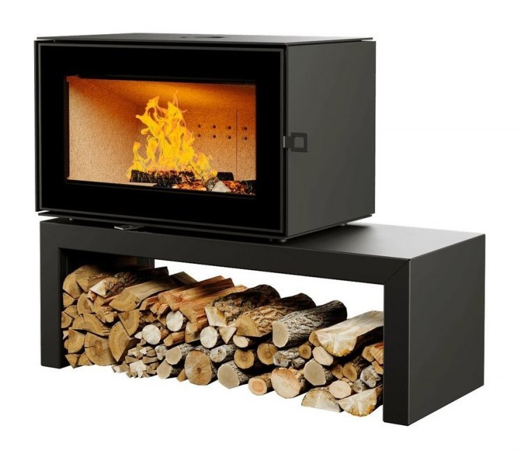 Печь-камин Астов Куб 800 на подиуме