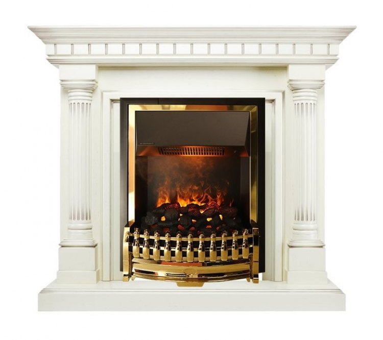 Каминокомплект Dallas - Слоновая кость с патиной с очагом Atherton