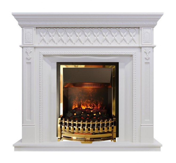 Каминокомплект Alexandria - Белый дуб с очагом Atherton