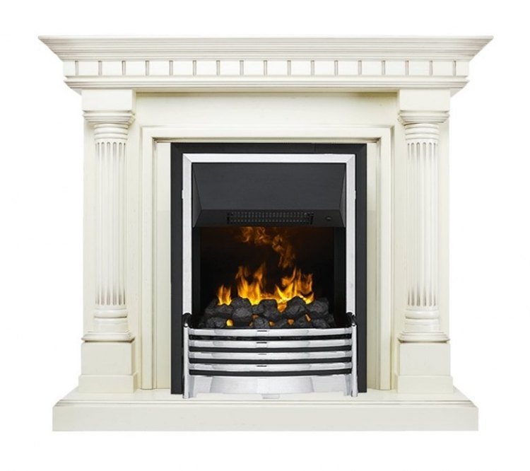 Каминокомплект Dallas - Слоновая кость с патиной с очагом Flagstaff