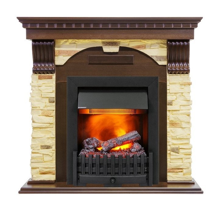 Каминокомплект Dublin угловой - Темный дуб / Сланец с очагом Danville Black FB2