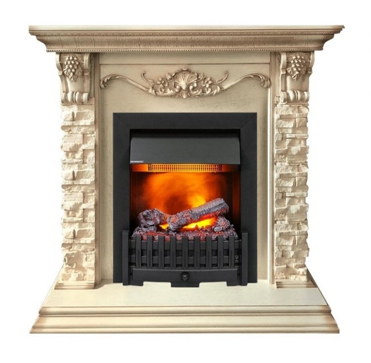 Каминокомплект Adriana - Cлоновая кость с очагом Danville Black FB2