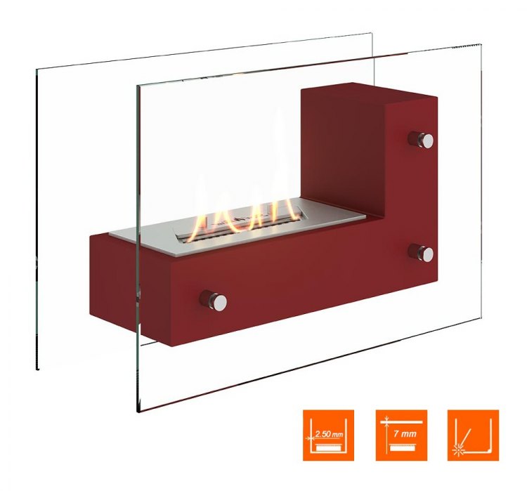 Биокамин напольный SteelHeat TETRISE 500 красный