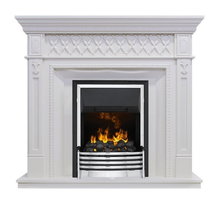 Каминокомплект Alexandria - Белый дуб с очагом Flagstaff