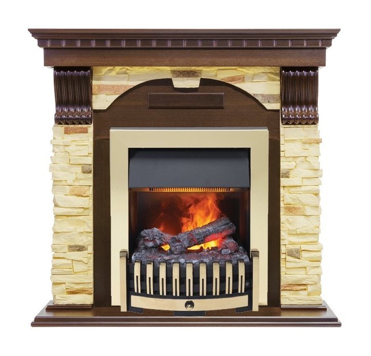 Каминокомплект Dublin угловой - Темный дуб / Сланец с очагом Danville Brass FB2