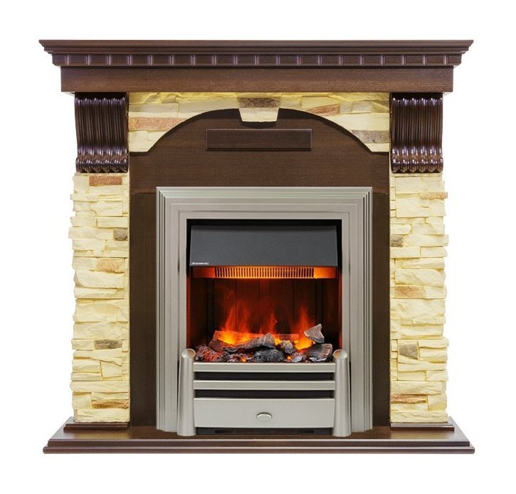 Каминокомплект Dublin - Темный дуб / Сланец с очагом Chesford