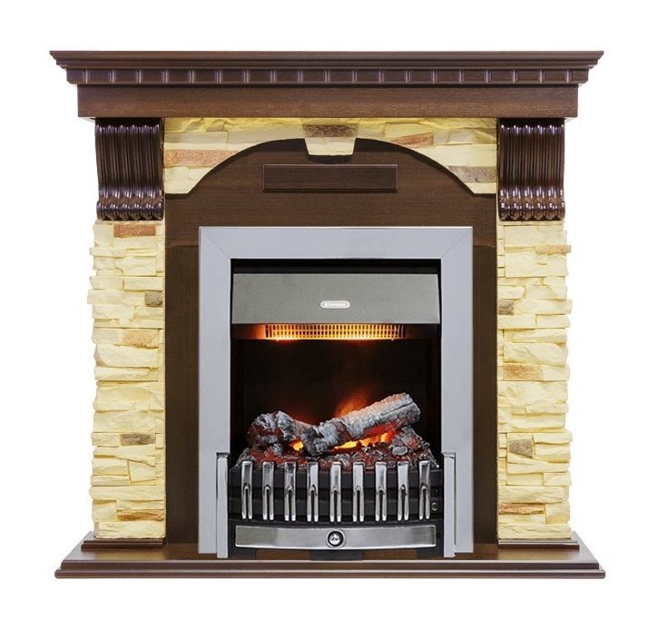 Каминокомплект Dublin угловой - Темный дуб / Сланец с очагом Danville Chrome FB2