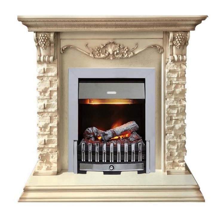 Каминокомплект Adriana - Cлоновая кость с очагом Danville Chrome FB2