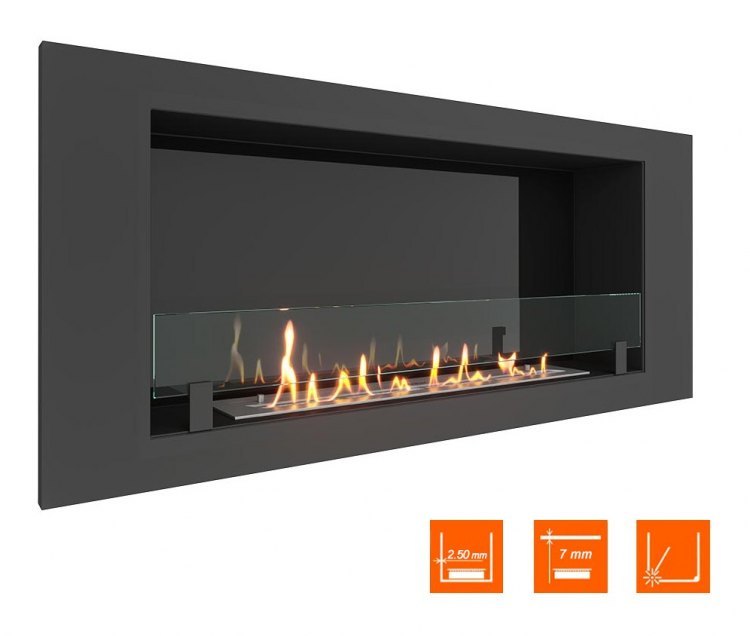 Биокамин в нишу SteelHeat LONG 1200 (Стекло + Стемалит)