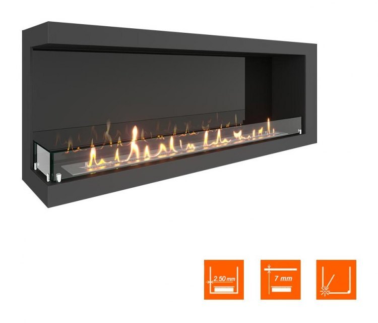 Биокамин угловой SteelHeat ONE 1400 левый (Стекло + Стемалит)