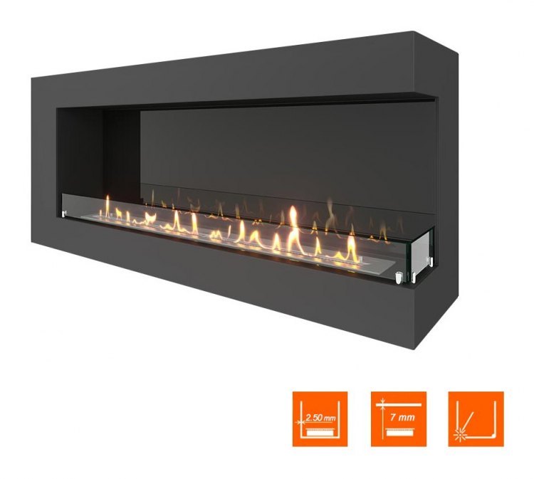 Биокамин угловой SteelHeat GRAND 1400 правый (Стекло + Стемалит)