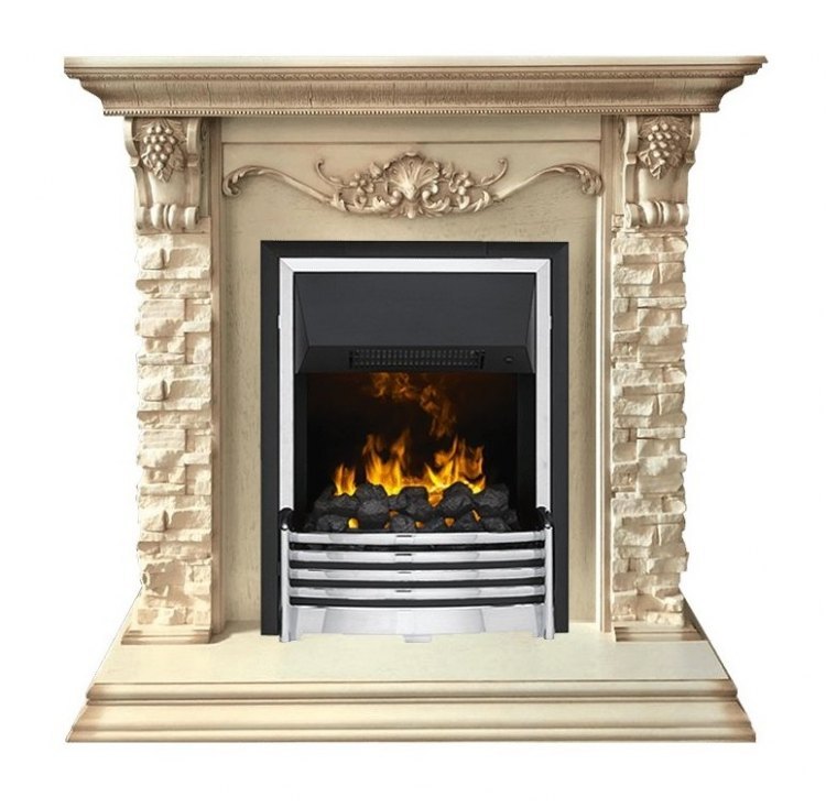 Каминокомплект Adriana - Cлоновая кость с очагом Flagstaff