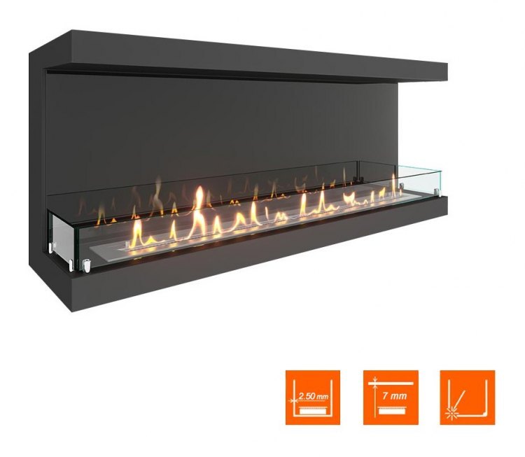 Биокамин фронтальный SteelHeat ONE 1300 (Стекло + Стемалит)