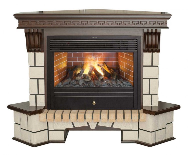 Электрокамин RealFlame Stone New Corner (угловой) 26 AO с Novara 26 3D