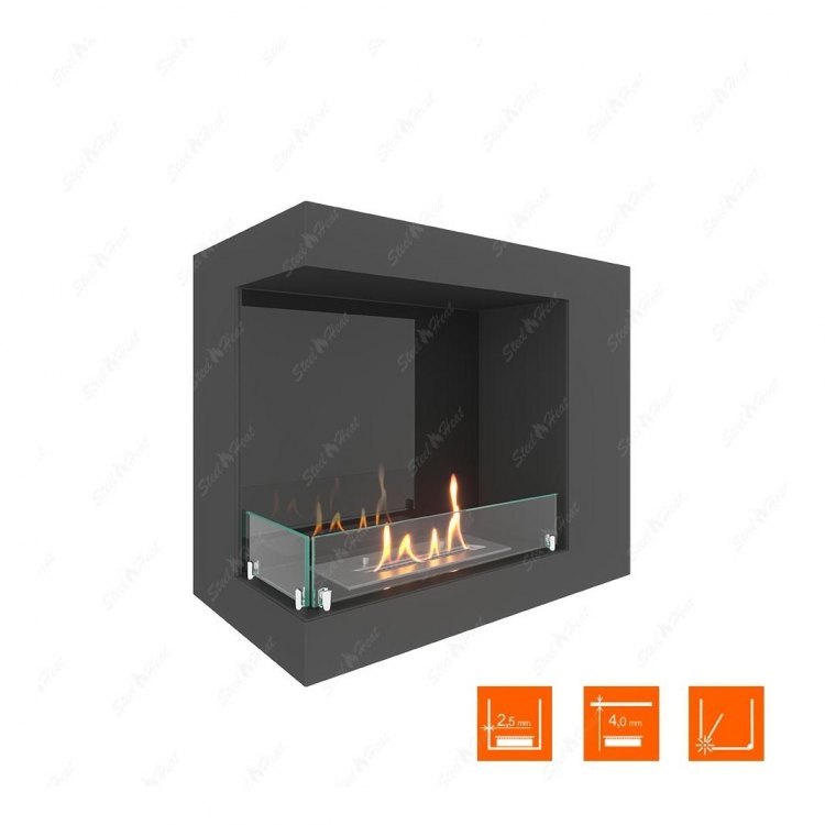 Биокамин угловой SteelHeat LONG 600 левый (Стекло + Стемалит)