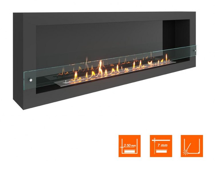 Биокамин SteelHeat WALL ONE 1700 черный (Стекло + Стемалит)