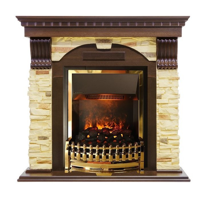 Каминокомплект Dublin - Темный дуб / Сланец с очагом Atherton