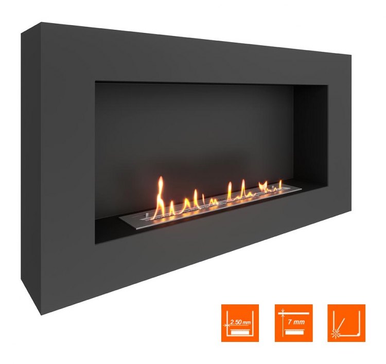 Биокамин SteelHeat WALL GRAND 1200 черный (Стандарт)