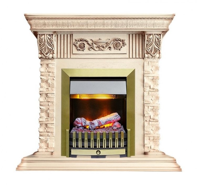 Каминокомплект Luxemburg (каменный) - Сланец/Cлоновая кость с патиной с очагом Danville Antique Brass FB2