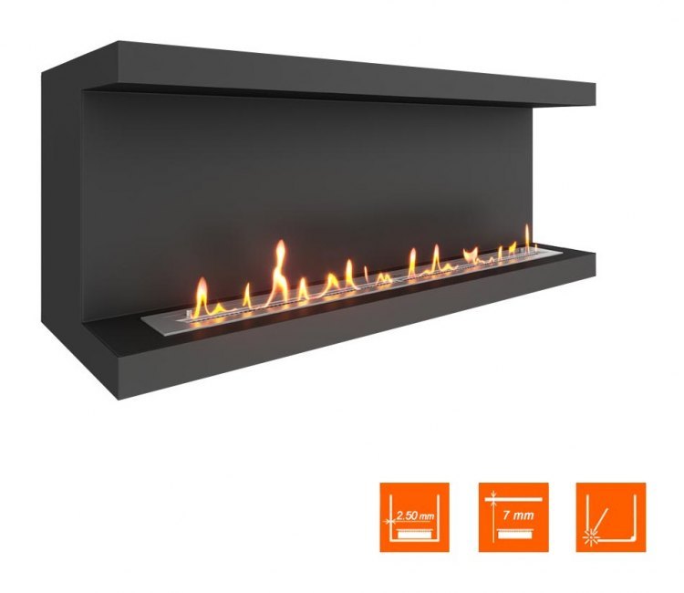 Биокамин фронтальный SteelHeat LONG 1300 (Стандарт)