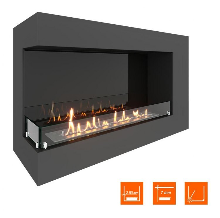 Биокамин угловой SteelHeat GRAND 1000 левый (Стекло + Стемалит)