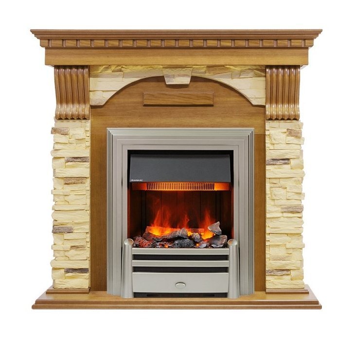 Каминокомплект Dublin -  Дуб / Сланец с очагом Chesford