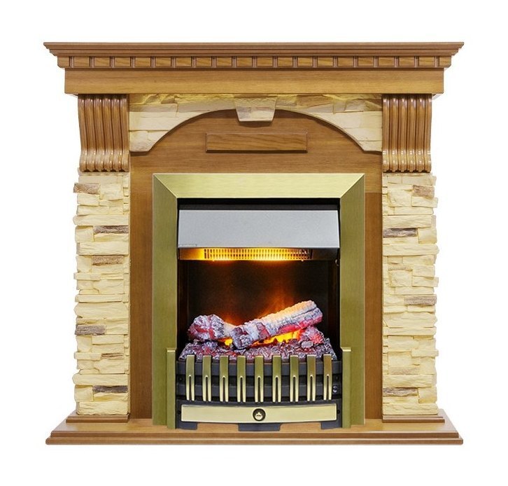 Каминокомплект Dublin -  Дуб / Сланец с очагом Danville Antique Brass FB2