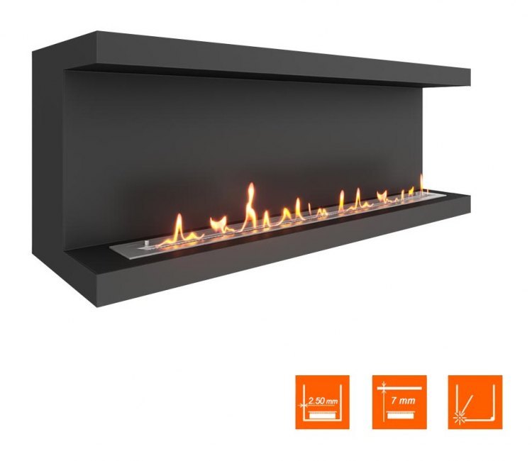 Биокамин фронтальный SteelHeat LONG 1400 (Стандарт)