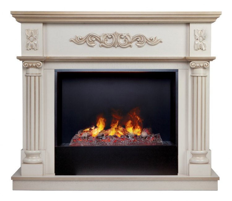 Электрокамин Silvia 26 WT 3D Cassette 630 + Black вставка