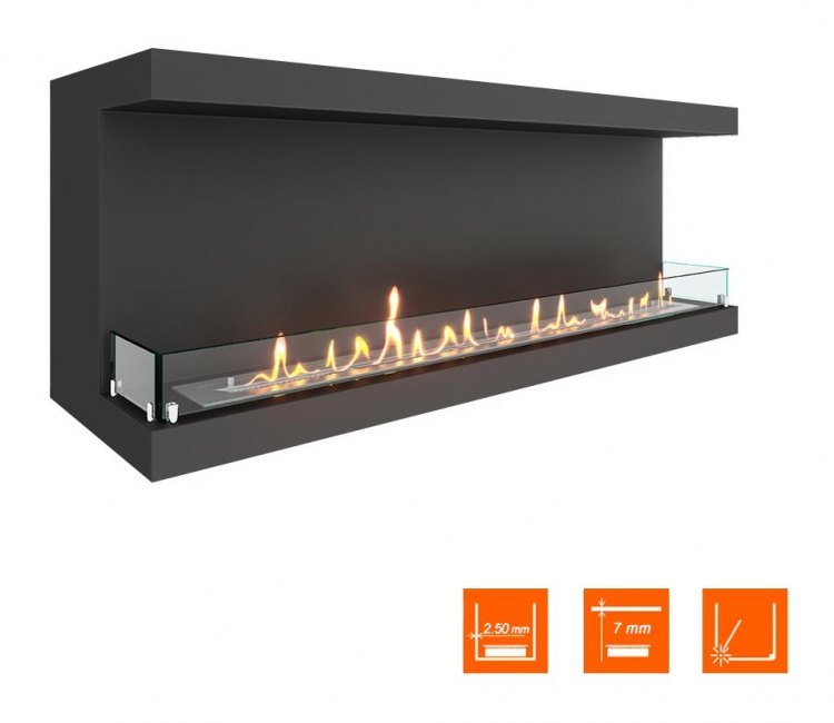 Биокамин фронтальный SteelHeat LONG 1400 (Стекло)