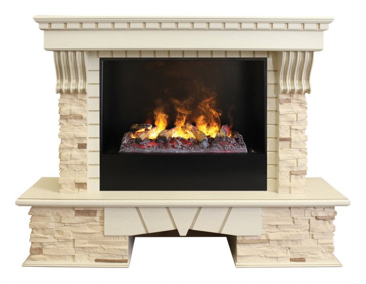 Электрокамин Sorento 25,5/26 WT с очагом 3D Cassette 630 + Black вставка