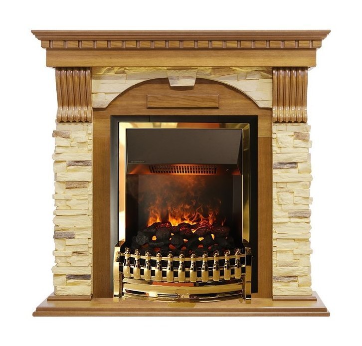 Каминокомплект Dublin -  Дуб / Сланец с очагом Atherton