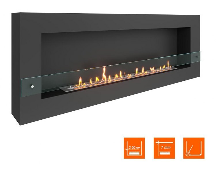 Биокамин SteelHeat WALL GRAND 1800 черный (Стекло)